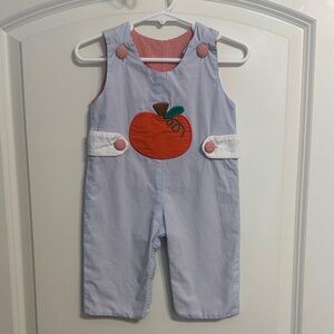 Reversible Charming Kids Romper with Orange Apple Patch and Turkey